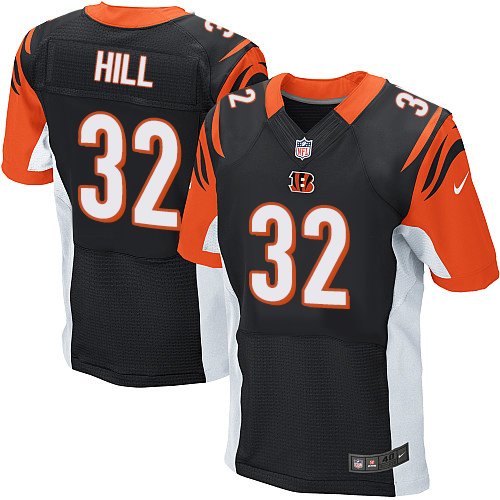 Men's Elite Jeremy Hill Nike Jersey Black Home - #32 NFL Cincinnati Bengals